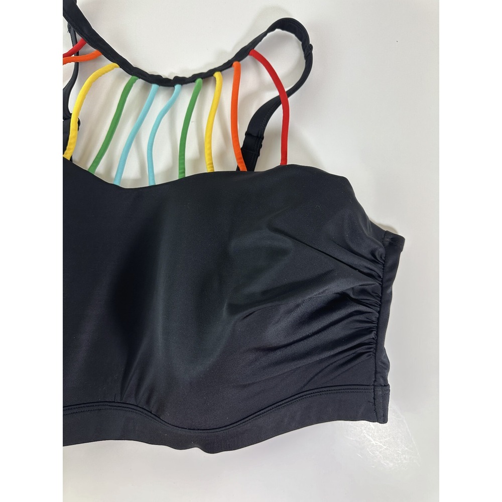 Cacique No Wire High Neck Swim Bikini Top Strappy Rainbow Detail Plus Size 24 - Picture 5 of 11